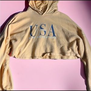 forever 21 usa san francisco crop orange hoodie